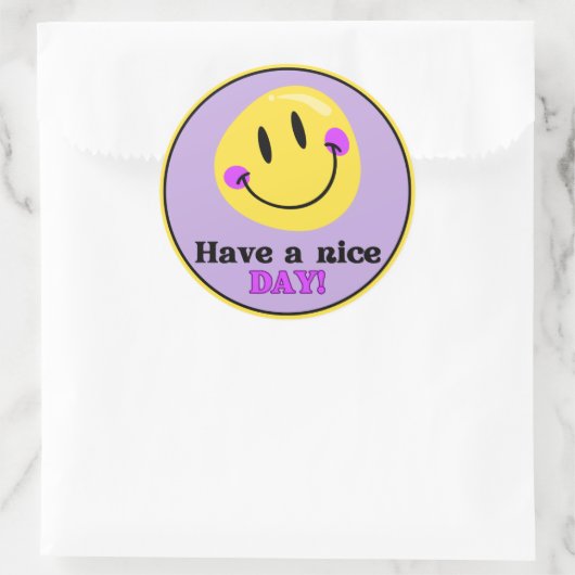 Have a Nice Day Smiley Face Cute Round Sticker (Tasche)