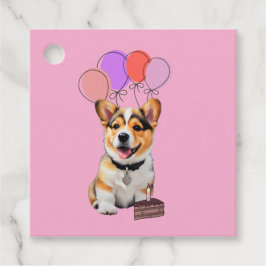 'Have A Pup-tastic Day!' Fun Pink Corgi Birthday Geschenkanhänger
