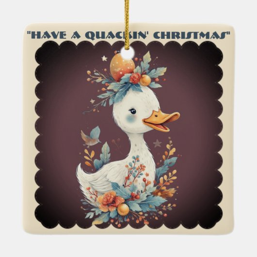 Have a Quackin' Christmas Duck Whimsical Naughty Keramikornament (Rückseite)
