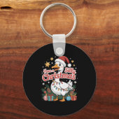 Have A Silly Christmas Funny Goose Santa Hat Light Schlüsselanhänger (Vorderseite)