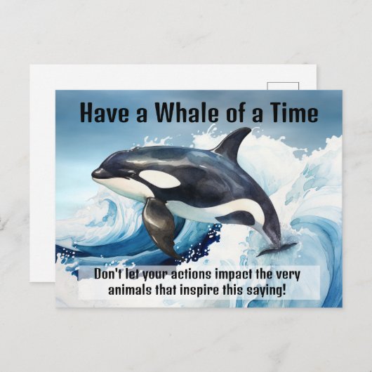 "Have a Whale of a Time" Pivotal Idiom with Orca Postkarte (Vorne/Hinten)