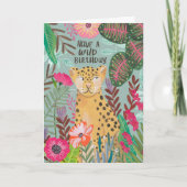 Have a Wild Birthday Leopard Jungle Floral Card Karte (Vorderseite)