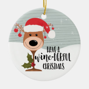 have a wonderful christmas wine-derful funny wine keramik ornament