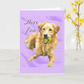 Have Fun Golden Retriever Folded Greeting Card Karte (Gelbe Blume)