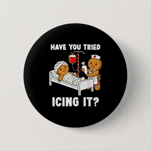 Have You Tried Icing It Christmas Icu Nurse Ginger Button (Vorderseite)