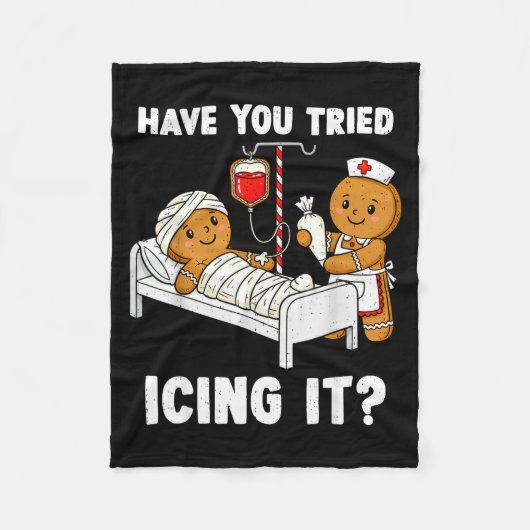 Have You Tried Icing It Christmas Icu Nurse Ginger Fleecedecke (Vorderseite)