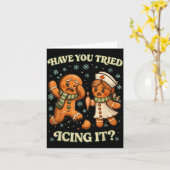 Have You Tried Icing It _ Funny Christmas Gingerbr Karte (Gelbe Blume)