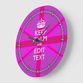 Have Your Keep Calm Text on Pink Union Jack Große Wanduhr (Winkel)