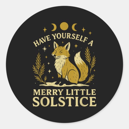 Have Yourself A Merry Little Solstice Fox Mystic Runder Aufkleber (Vorderseite)