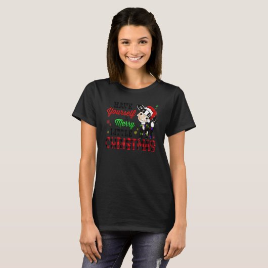 Have Yourself Merry Little Christmas Santa Cow Paj T-Shirt (Vorne ganz)