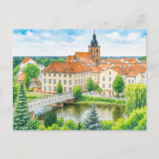 Havelberg Stadtzentrum aquarell havelland Feiertagspostkarte (Vorderseite)