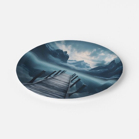 Haven Mountain Seeufer Landschaft Pappteller (Schrägansicht)