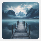 Haven Mountain Seeufer Landschaft Quadratischer Aufkleber (Vorderseite)