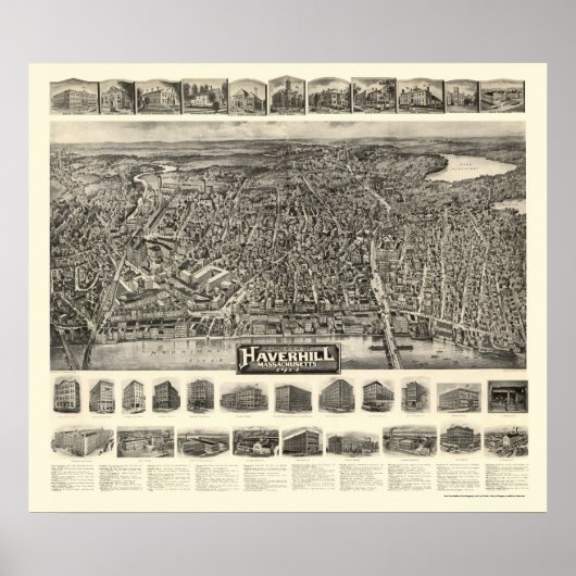 Haverhill, MA Panoramic Map - 1914 Poster (Vorne)