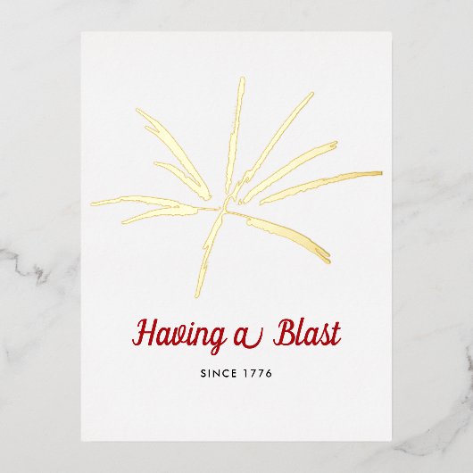 Having a Blast Silver Fireworks July 4th Party Folie Einladungspostkarte (Vorderseite)