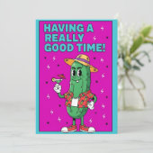 Having a Really Good funny pickle vacation summer Dankeskarte (Stehend Vorderseite)
