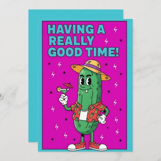 Having a Really Good funny pickle vacation summer Dankeskarte (Vorne/Hinten)
