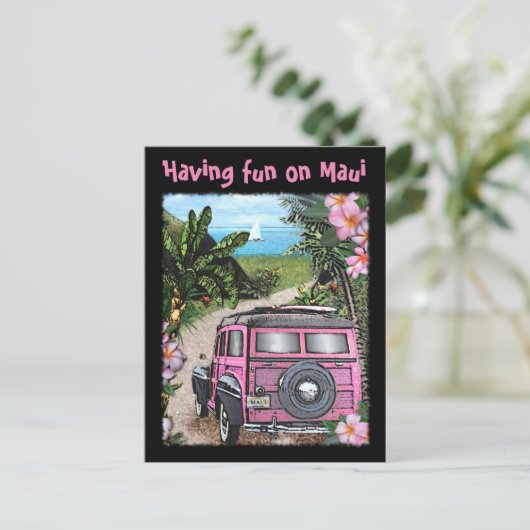 Having fun on Maui Postkarte (Stehend Vorderseite)