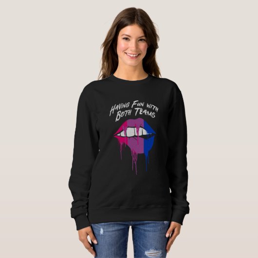 Having Fun with Both Teams Bisexual LGBTQ Bi Pride Sweatshirt (Vorne ganz)