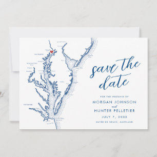 Havre de Grace Maryland Map Modern Wedding Save The Date