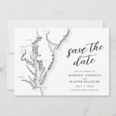 Havre de Grace Maryland Map Modern Wedding Save The Date (Vorderseite)