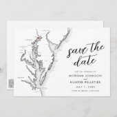 Havre de Grace Maryland Map Modern Wedding Save The Date (Vorne/Hinten)