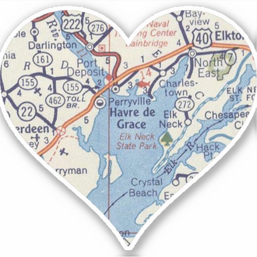 Havre de Grace Vintag Map Aufkleber (Vorderseite)