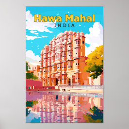 Hawa Mahal India Travel Art Vintag Poster