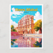 Hawa Mahal India Travel Vintag Illustration Postkarte (Vorderseite)