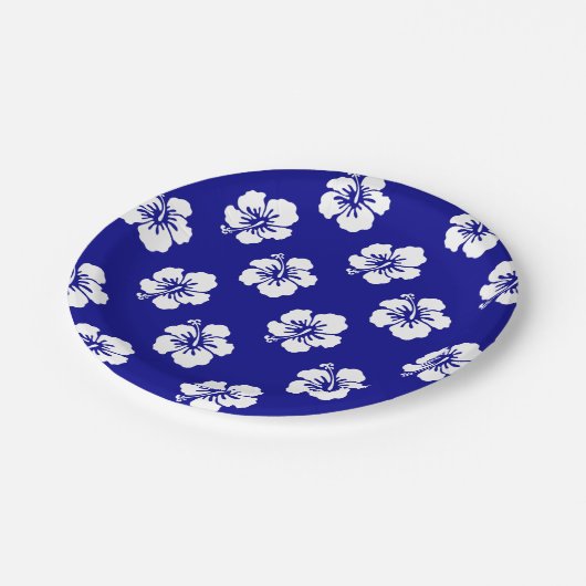 Hawaïen-Hibiscus-Motiv Pappteller (Schrägansicht)