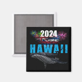 HAWAII 2024 POLYNESISCHE TRIBAL HUMPBACK FIREWORKS MAGNET (Vorderseite/Rückseite)