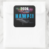 HAWAII 2024 POLYNESISCHE TRIBAL HUMPBACK FIREWORKS QUADRATISCHER AUFKLEBER (Tasche)