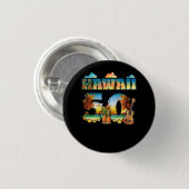 Hawaii 50. Staat Hawaiian Beach Hibiskus 50 Maui Button (Vorne & Hinten)