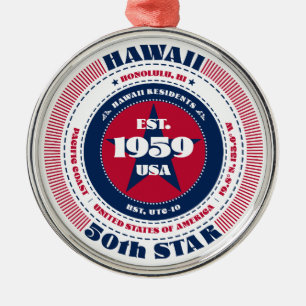 Hawaii 50. State Weihnachtsbaumanhänger Ornament Aus Metall