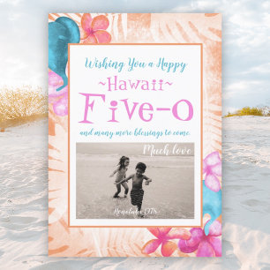 Hawaii 5-0 50. Geburtstag, Coral, Pink, Aqua Einladung