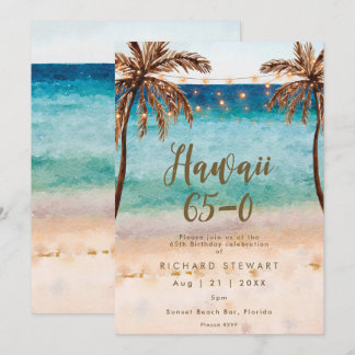 hawaii 65 0 65. Geburtstagsfeier Einladung