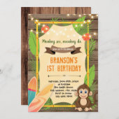 Hawaii-Affen-Surf-Party Einladung (Vorne/Hinten)