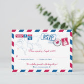 HAWAII Air Mail Wedding RSVP Karte (Stehend Vorderseite)