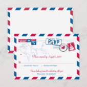 HAWAII Air Mail Wedding RSVP Karte (Vorne/Hinten)