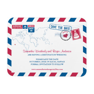 Hawaii Air Mail Wedding Save the Date 3x4 Magnet