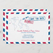 Hawaii Air Mail Wedding speichern das Datum Save The Date (Vorne/Hinten)
