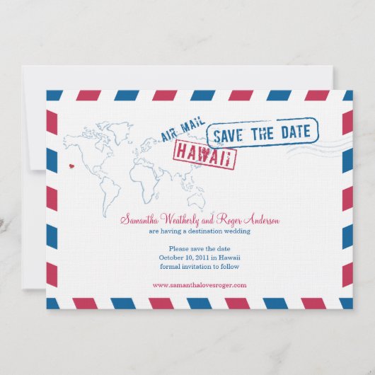 Hawaii Air Mail Wedding speichern das Datum Save The Date (Vorderseite)