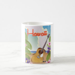 Hawaii Akustikgitarre Vintage-Reiseposter. Kaffeetasse