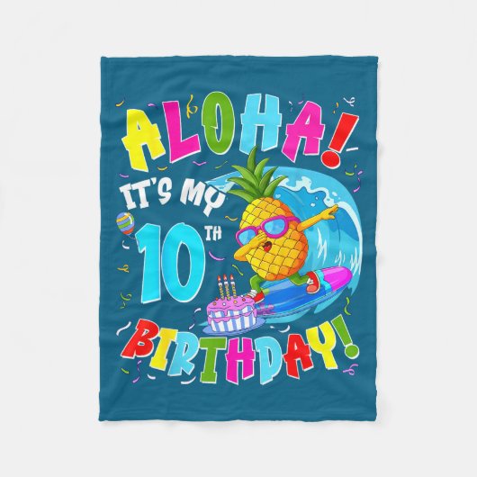 Hawaii Aloha 10. Geburtstag Hawaiianischer Junge M Fleecedecke (Vorderseite)