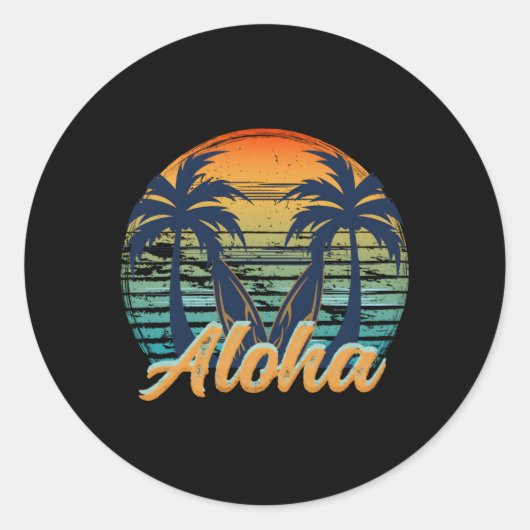 Hawaii Aloha Beach Island Runder Aufkleber (Vorderseite)