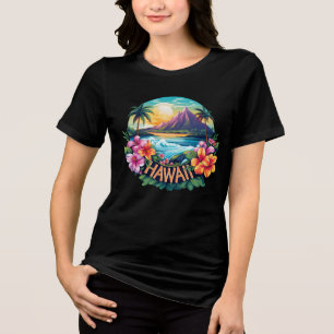 Hawaii Aloha Beach Tropical Blume Tri-Blend Shirt