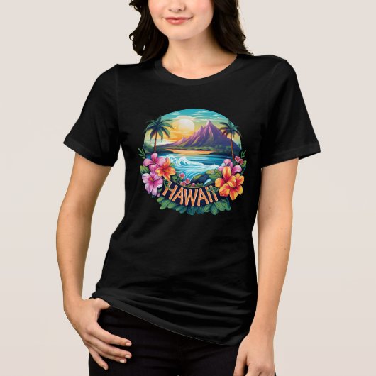 Hawaii Aloha Beach Tropical Blume Tri-Blend Shirt (Vorderseite)