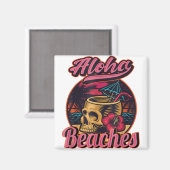 Hawaii Aloha Beaches Tropical Goth Skelett Skull Magnet (Vorderseite/Rückseite)