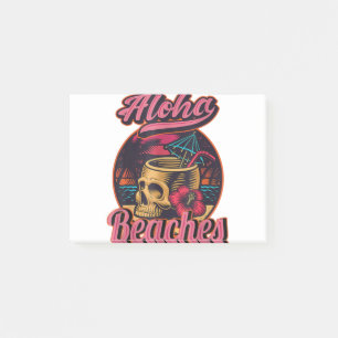 Hawaii Aloha Beaches Tropical Goth Skelett Skull Post-it Klebezettel