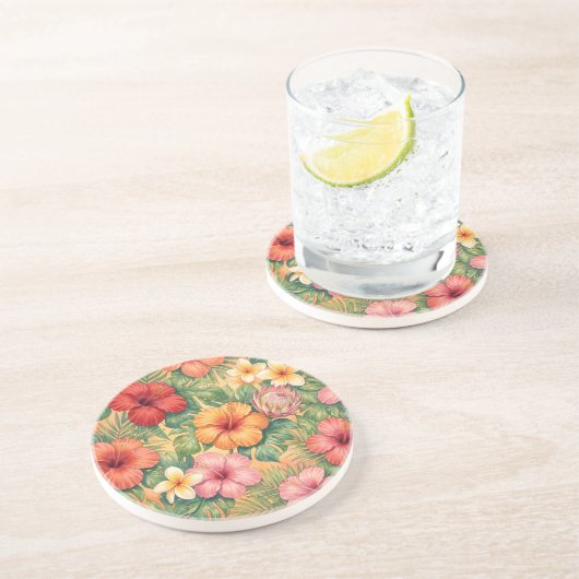 Hawaii aloha decorative flowers pattern getränkeuntersetzer (Seite)